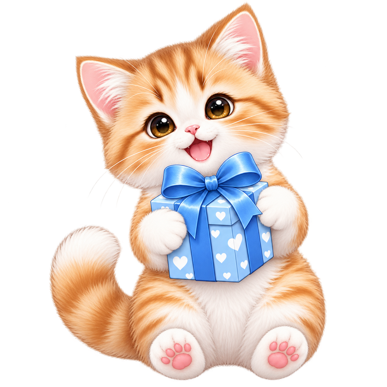 Котёнок с подарком